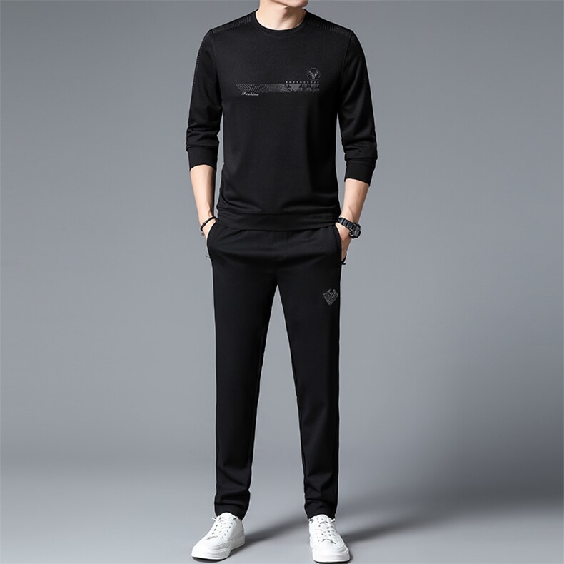 S3082-2钱塘2020-2中青年男士秋季新款时尚休闲帅气卫衣套装P127图片