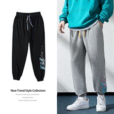 日系2024秋冬款撞色印花束脚运动休闲潮牌卫裤8806-P55控69，男装休闲裤，星座914-3