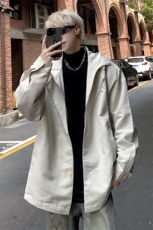 假两件拉链设计短款宽松连帽风衣男夹克外套-JK9013特批68，男装风衣，电商B289