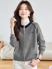 早秋2025新款棒球服针织开衫外套小个子毛衣外搭，女装短外套，时尚风爆
