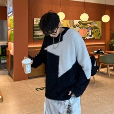 B399P55秋冬复古百搭时尚圆领毛衣男高街潮流宽松慵懒，男装针织衫/毛衣，星座512-6