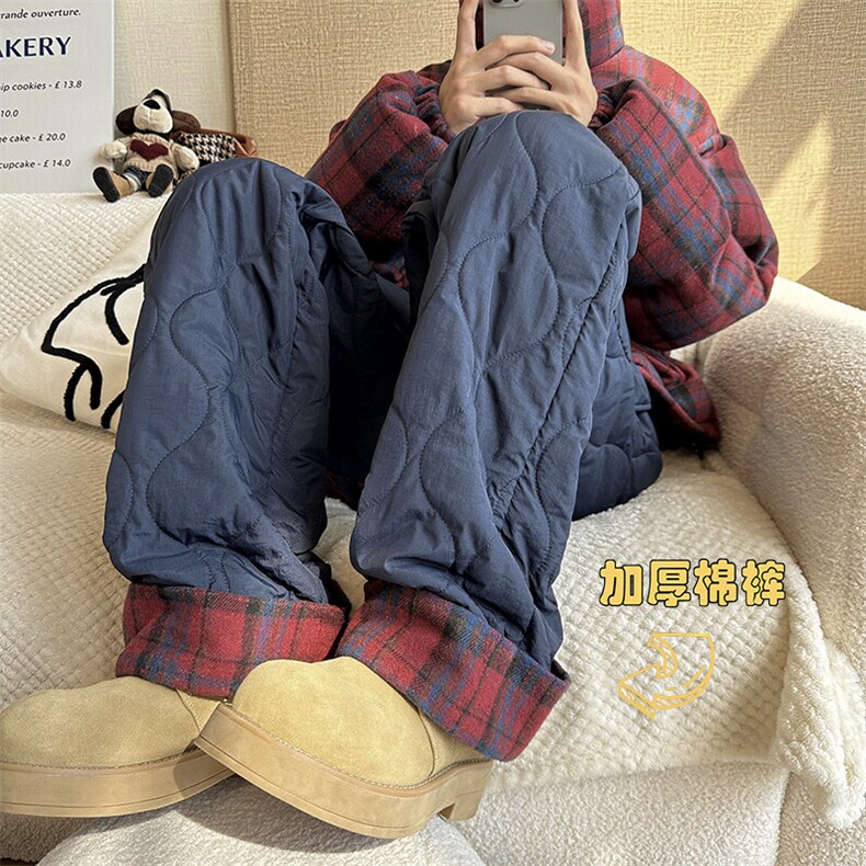 2024冬季新款内景大码防水加厚格子棉裤M-5XHK241059-特P35，男装休闲裤，电商A022