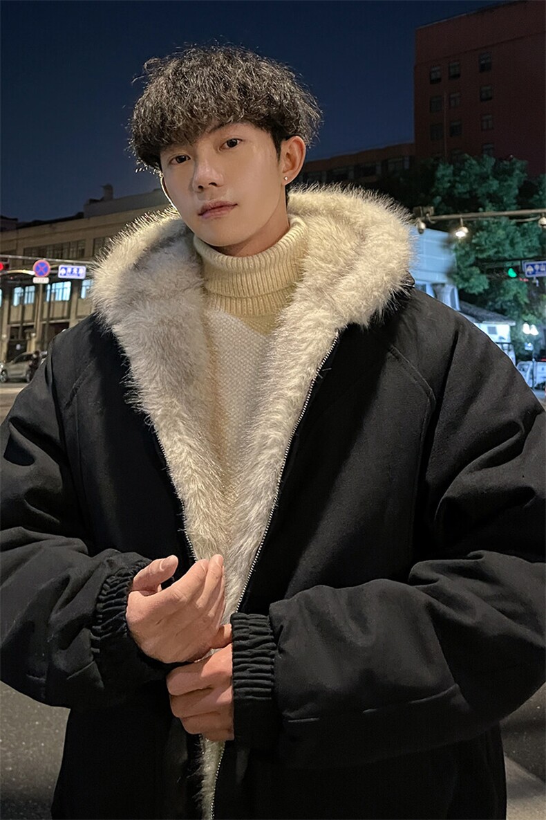 冬季重磅外景情侣连帽夹克棉服男潮牌宽松派克服外套MF00372/P135,男装夹克,电商B316