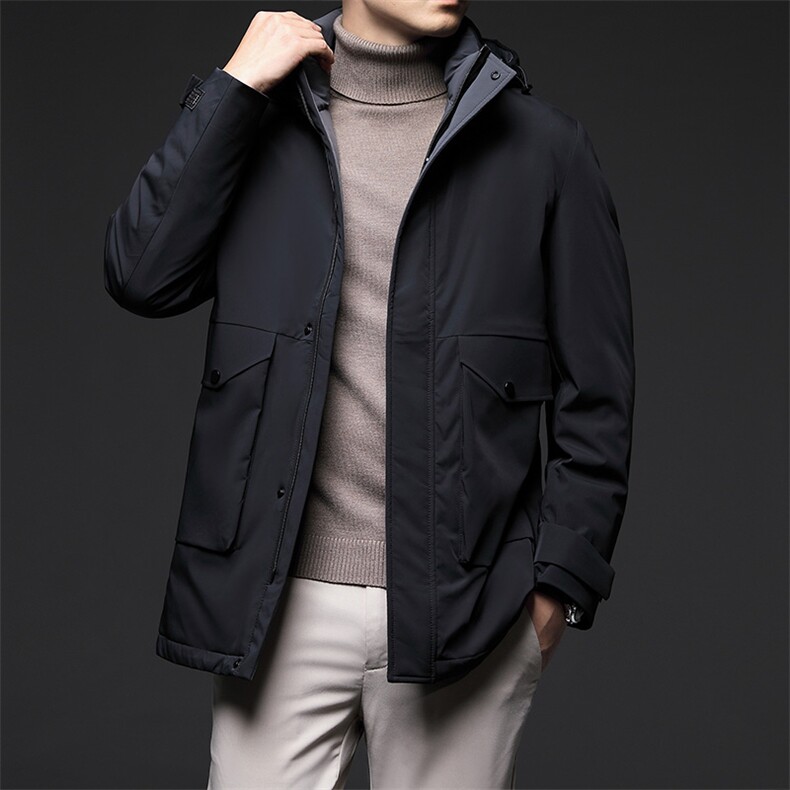 CD2209钱塘2020-2中青年男士连帽休闲羽绒服中长款宽松外套P250,男装羽绒服,钱塘207-2