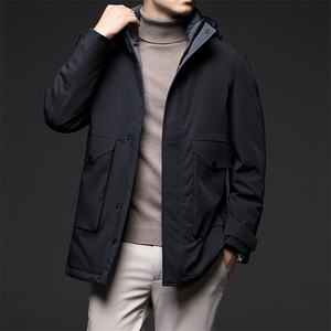 CD2209钱塘2020-2中青年男士连帽休闲羽绒服中长款宽松外套P250图片