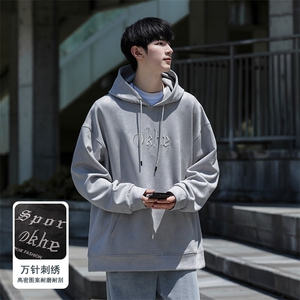 M-6XL 380克大码 秋季新款连帽麂皮绒刺绣套头卫109-W02042-P58图片