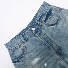 美式高街水洗直筒牛仔七分裤潮流宽松休闲短裤A161-D2252-P60，男装牛仔裤，电商A161