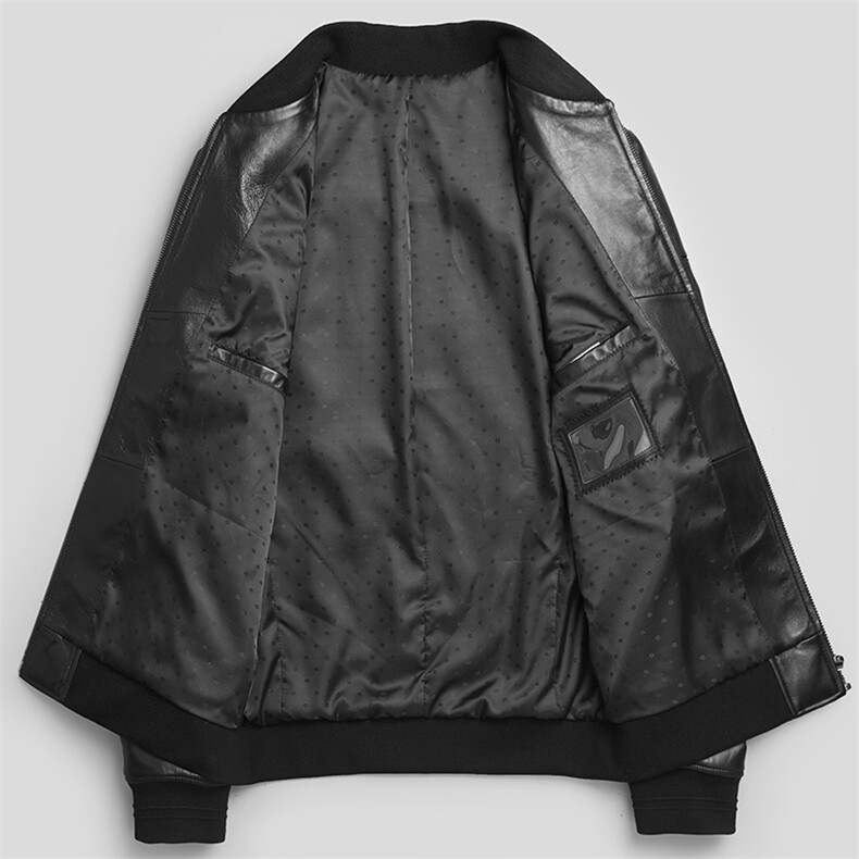 W58007海宁皮衣男绵羊皮外套棒球服潮款简约夹克P399,男装皮衣,电商B360
