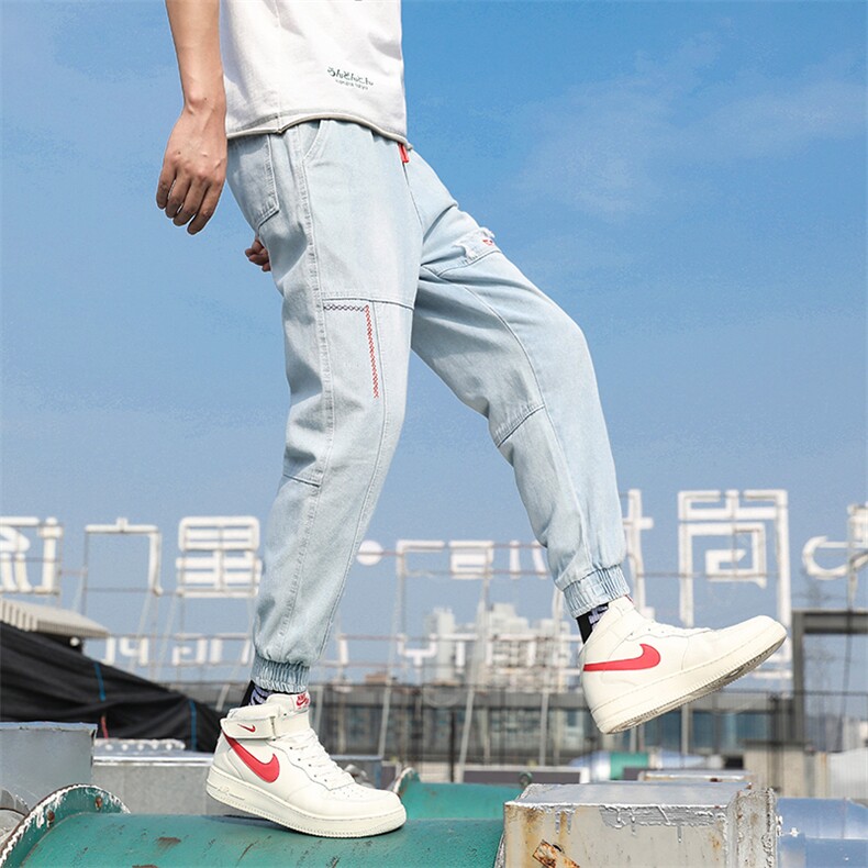1304-1-NK1610日系潮流大码青年九分牛仔裤男INS浅色宽松直筒牛,男装牛仔裤,星座410-6（原星座1304-1）