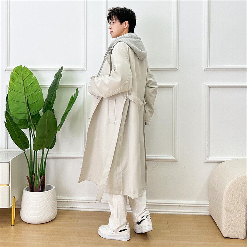 假两件风衣男女韩版潮流宽松百搭帅气2024秋冬季ins外套W5874-P78,男装风衣,星座412-3