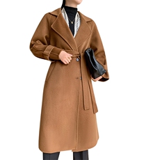 时尚潮流女装双面呢羊毛大衣修身显瘦长款外套气质百搭秋冬季必备，女装双面呢大衣，荣图大衣