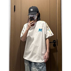 解构设计万针全刺绣工艺280克重磅高品质美式高街短袖T恤特33，男装T恤，电商A486