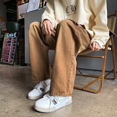 日系纯色长裤子男高街复古工装裤秋季宽松直筒休闲裤KK011-P40，男装工装外套，星座911-3