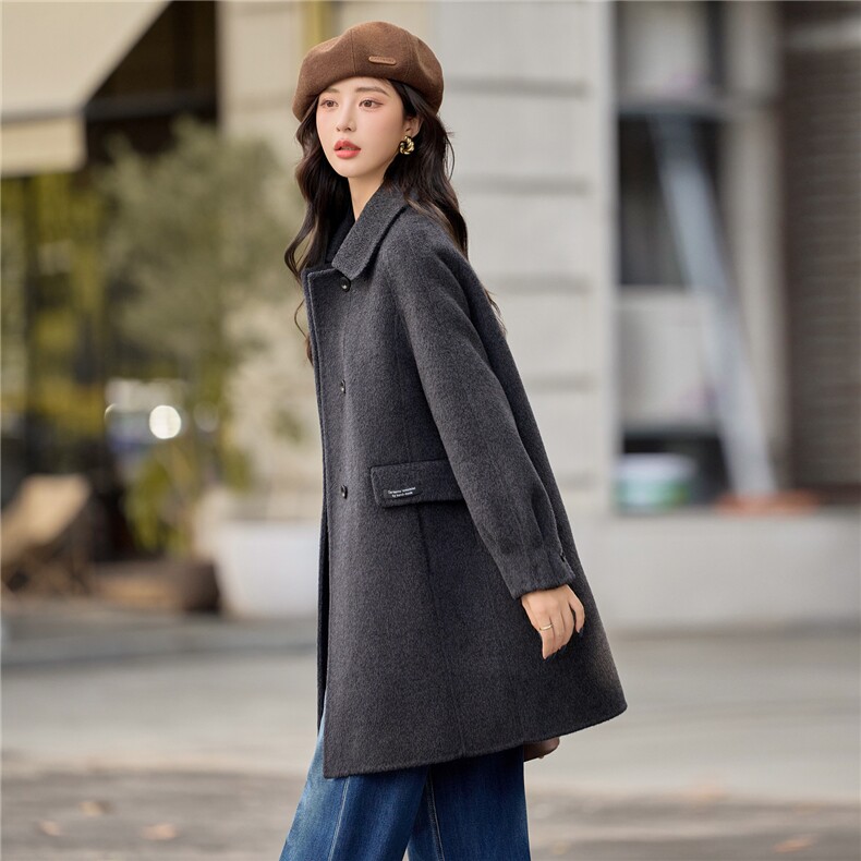 2025年冬季新款时尚休闲气质双面绵羊毛毛呢外套女,女装双面呢大衣,沁沁公主