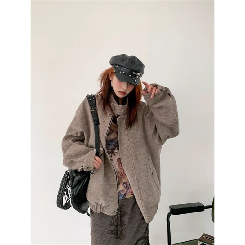 美式铜氨触感哈灵顿cleanfit夹克男女春季树纹肌理千鸟格内里外套,男装夹克,星座506A