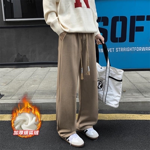 薄款改加绒港风宽松加厚银狐绒直筒休闲裤男K1322J加绒-特P50控88图片