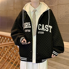 假两件连帽棒球服男潮牌潮流休闲宽松bf风百搭外套JK0272-P95，男装夹克，星座308B-2