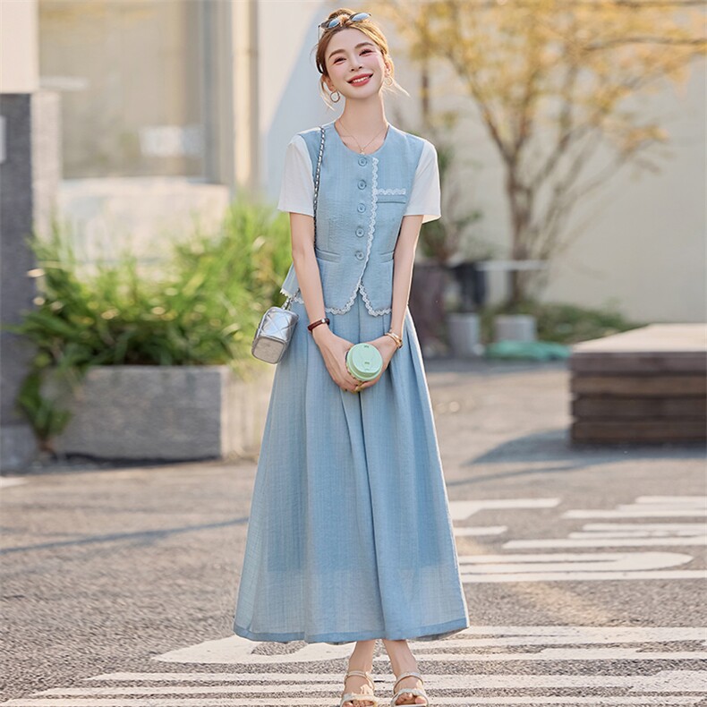 轻奢高级感穿搭套装女2025夏季减龄洋气小香风马甲裙子三件套遮肉,女装套装/套裙,慧尚依恋