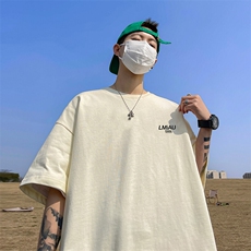 抖音得物二开现货220克夏装重磅美式高街宽松短袖t恤MT135，男装T恤，电商A486-1
