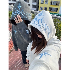 DD63加绒P50星星刺绣连帽卫衣图片
