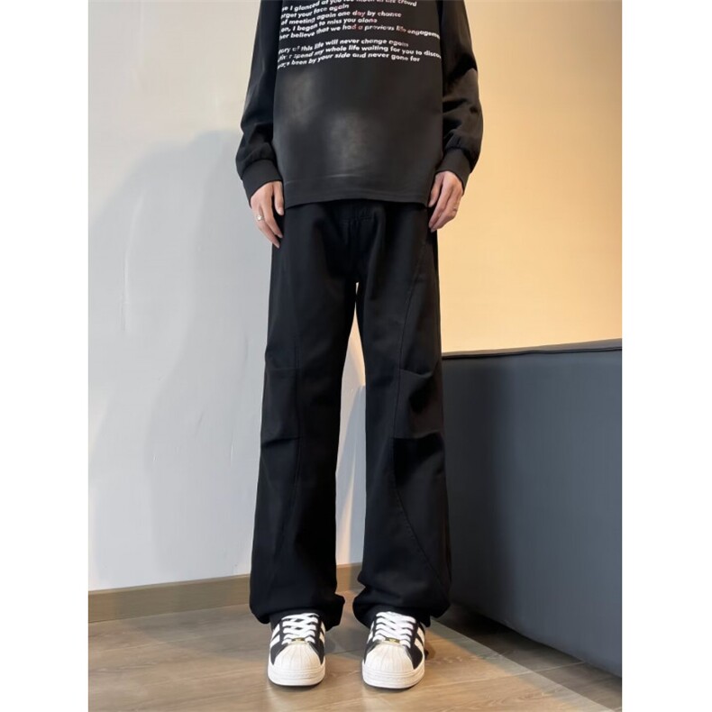 水洗复古cleanfit裤子男秋季美式潮牌垂感褶皱设计感K2877-P55,男装休闲裤,星座1109-3
