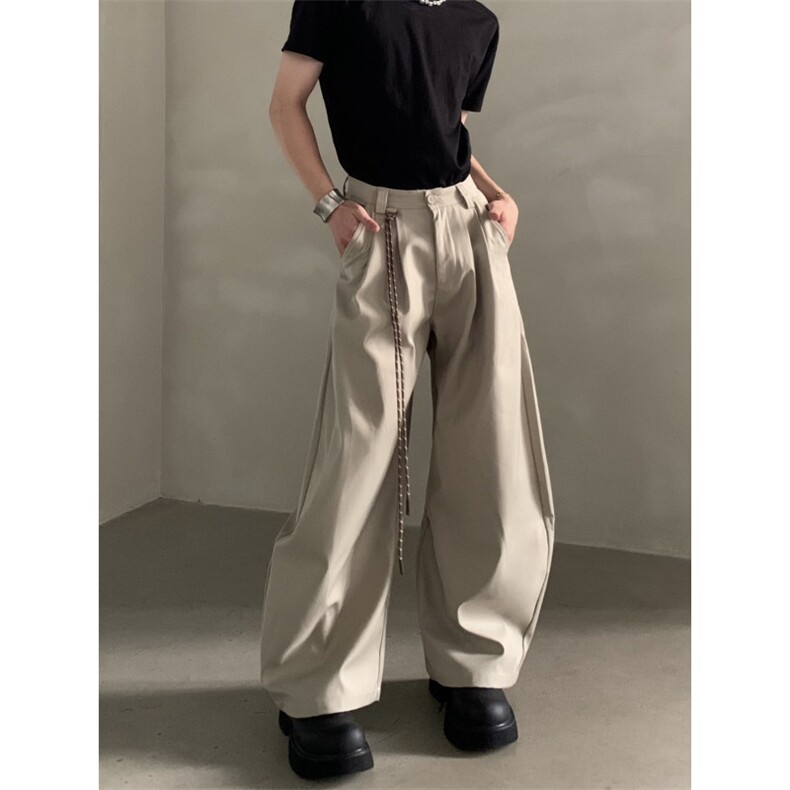 LINYILUCK/美式高级感cleanfit黑色弯刀西裤男宽松休闲阔腿镰刀裤图片
