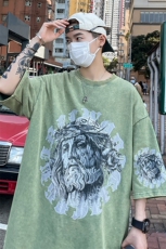B239-X1005-P38美式复古水洗做旧人物印花短袖T恤，男装T恤，星座514-2(原B239)