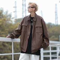 A927-P66潮牌ins宽松百搭机车服皮衣男春秋季潮流皮夹克外套，男装夹克，星座512-6