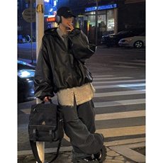 胸口刺绣logo春季常规皮夹克连帽短拉链双开皮衣J2507-P90，男装夹克，星座1213