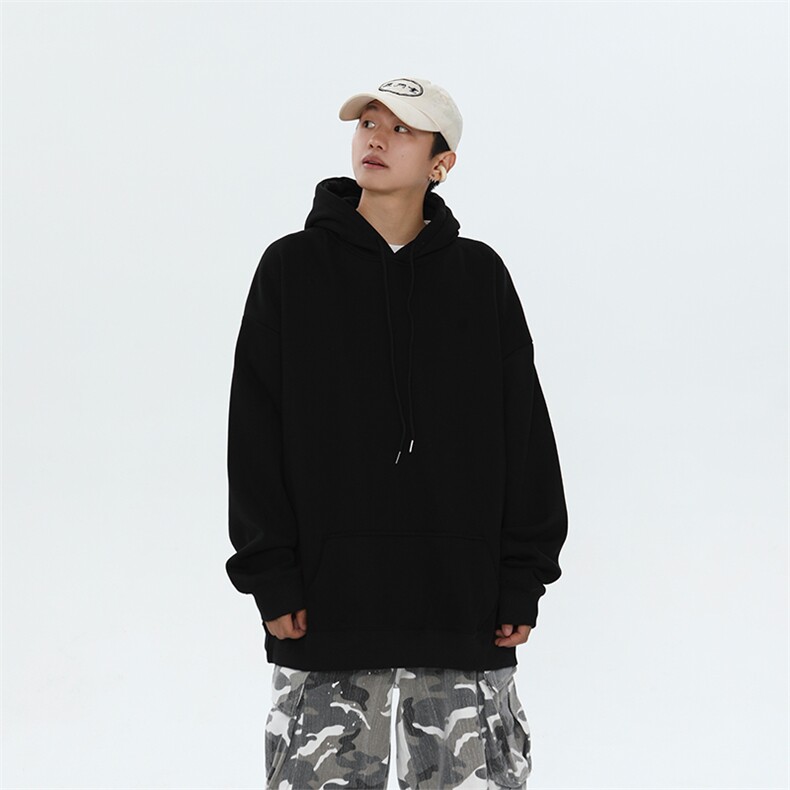 抖音得物高品质二开支持退换25秋冬全棉宽松连帽纯色卫衣HM09,男装卫衣,电商A486-1