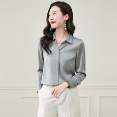 纯色重磅真丝衬衫女长袖2026新款春季中年妈妈显瘦真丝上衣小衫，女装衬衫，阿舍尔精品