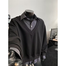 新款假两件卫衣男春秋款内搭打底情侣百搭时尚日系外套CE0333-p58，男装T恤，星座1008