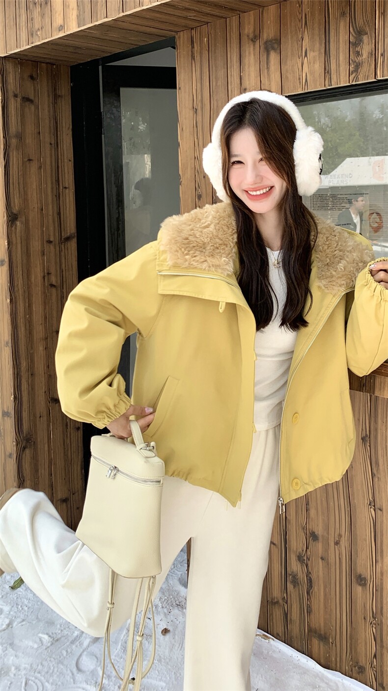 新品黄色加厚内胆羽绒工装派克服2C2369009P255K358,女装派克服,2C236