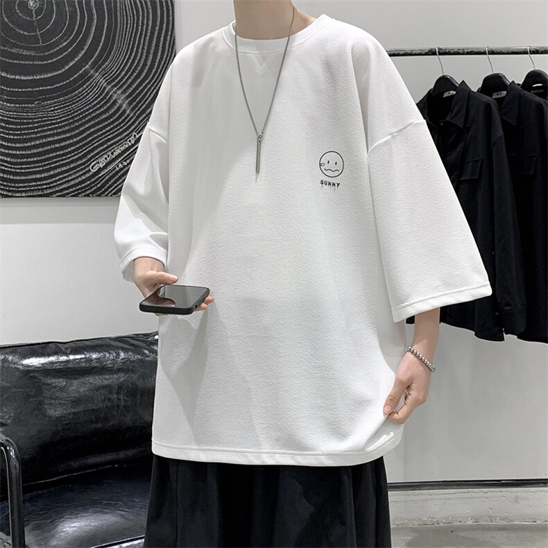 Q11072-P30春夏季七分袖t恤男大码五分袖男短袖中袖大皂风，男装T恤，电商A040