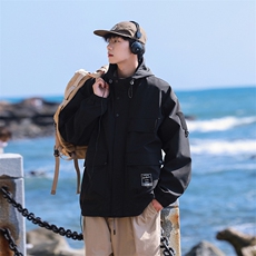 春季新款港风三防户外夹克男连帽冲锋衣外套DSA157B-JK181-P85，男装夹克，电商A157B