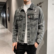 2021春秋款豹子亮片牛仔夹克外套日系牛仔衣男QT6027-J，男装夹克，电商D218