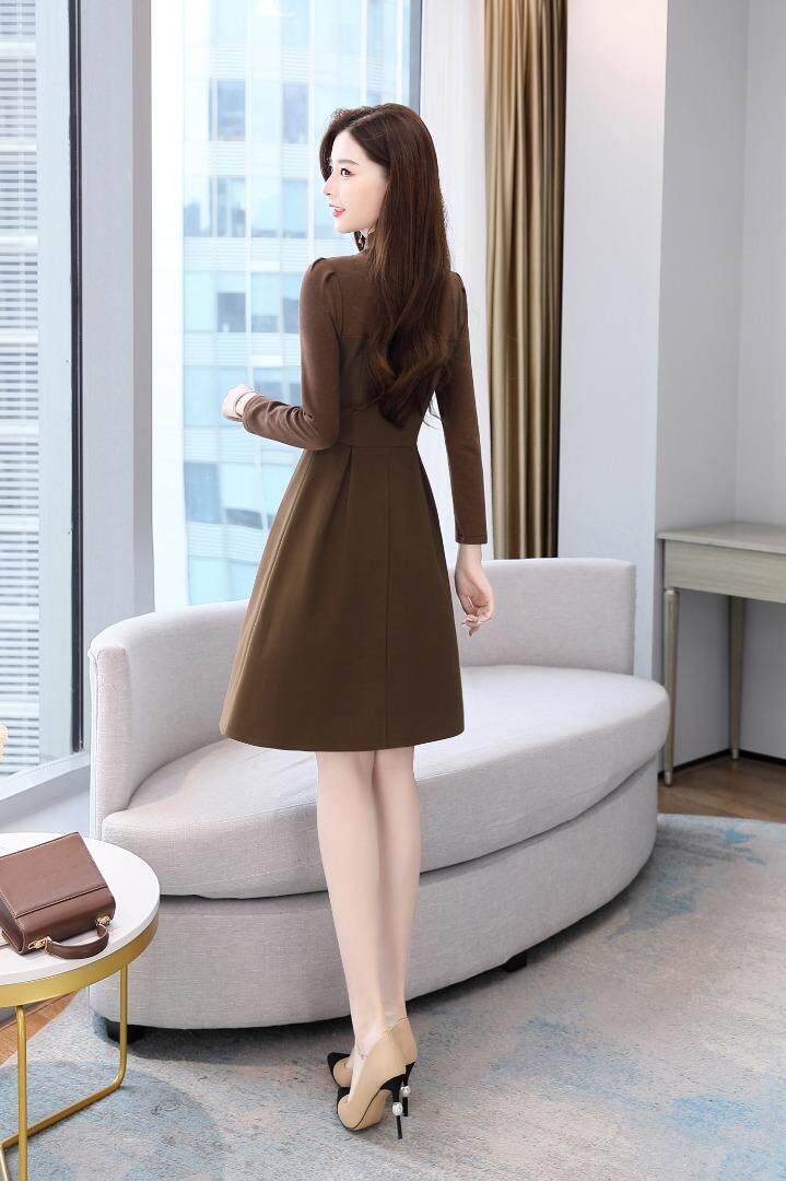 现货，加绒针织拉毛呢料连衣裙，女装连衣裙，金典明美