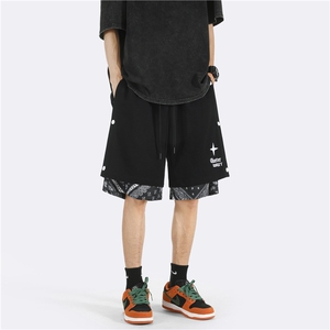 排扣腰果花假两件刺绣短裤大码M~5XL XZ604-DK800-P45控58图片