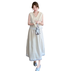 现货数据已出高品质棉麻套装蕾丝拼接套装裙1114-P180K248，女装套装/套裙，2C323