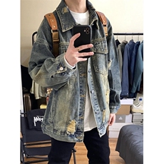 【有货】D2135-P70美式牛仔外套男潮牌秋冬潮牌百搭韩版夹克，男装夹克，星座603-2