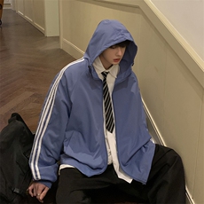 秋装三条杠连帽开衫夹克外套JK1001-P55控78，男装夹克，星座216(原A116)