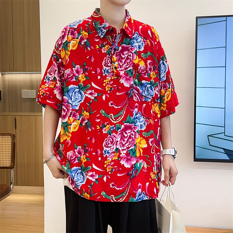 P01中性男女休闲大码花衣服polo衫宽松透气东北大花风团队服,男装Polo衫,星座115A(原星座507）