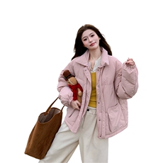 粉色温柔风甜美蝴蝶结羽绒服女2025冬季新款少女感气质白鸭绒外套，女装羽绒服，2C007