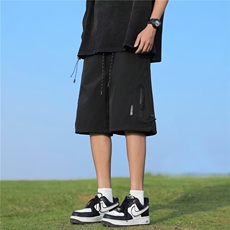 港风夏款男短裤工装拉链冰丝速干裤抽绳五分裤D031P33，男装牛仔裤，星座1013-1