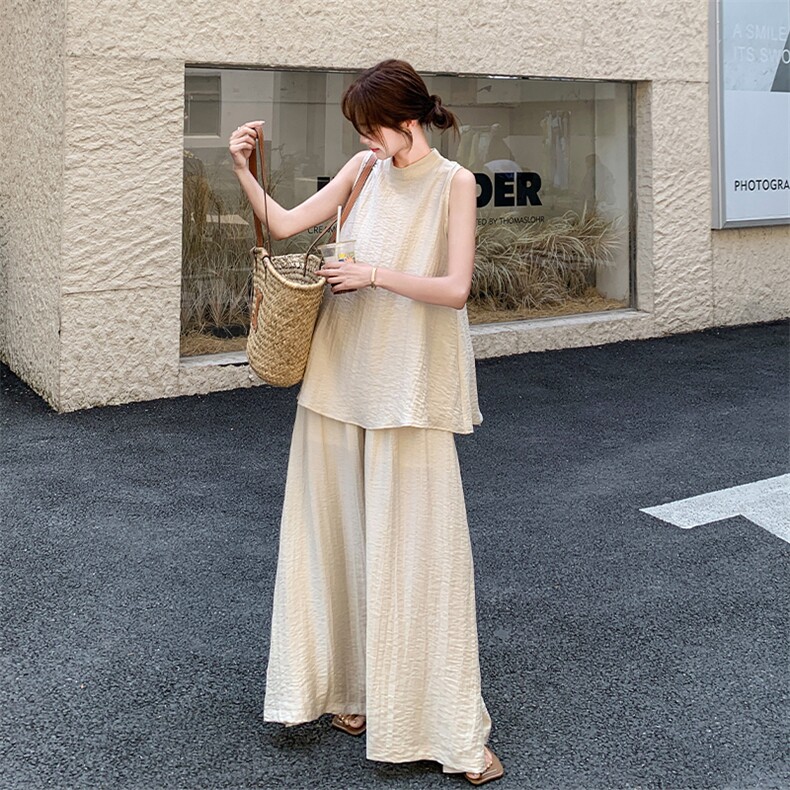 气质优雅无袖背心阔腿裤套装女夏2025新款轻熟风休闲高级感两件套,女装套装/套裙,2C015