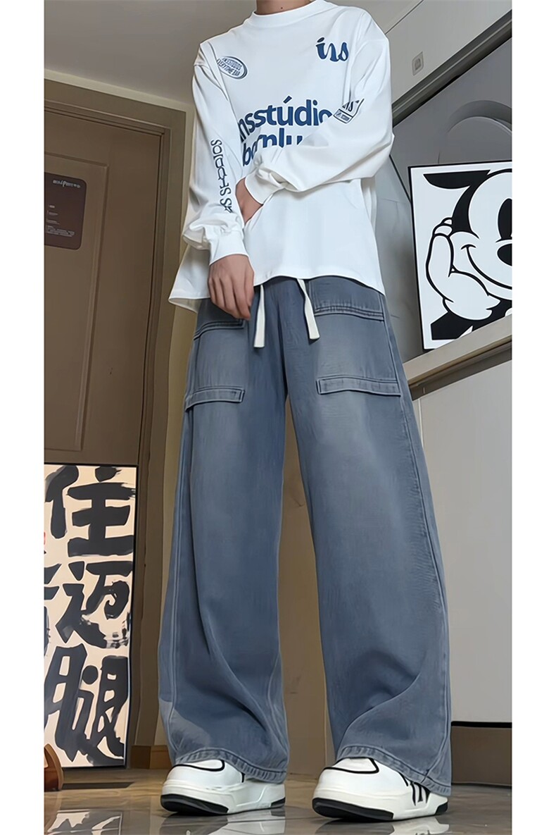 复古工装秋季新款牛仔裤男美式高街宽松直筒裤子-A1155TP50控70,男装牛仔裤,电商B241