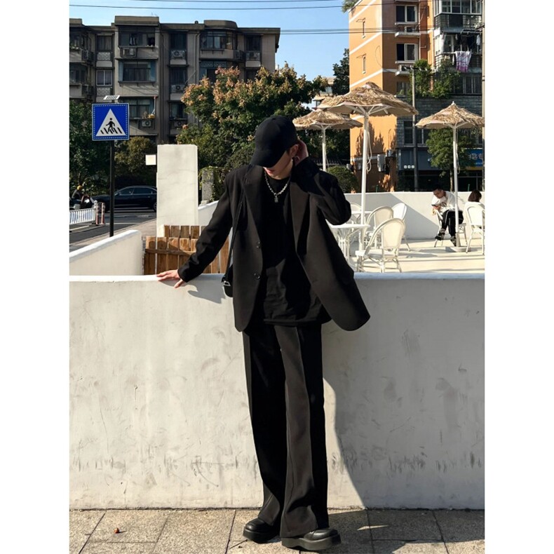 黑色休闲西装外套痞帅高级感英伦雅痞男装设计师款西服RF010-P75,男装西服,星座1005-6
