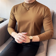 弹力液氨棉打底衫男亲肤小高圆领长袖T恤T7868同款长袖T7968-P47，男装T恤，电商A213