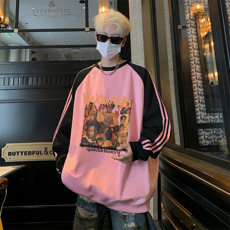 抖音得物供货提供视频秋冬重磅美式宽松织带圆领卫衣0727,男装卫衣,电商A486