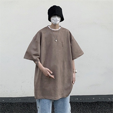 2023夏季潮牌ins圆领慵懒短袖上衣新款潮流五分袖T恤男T1477-P28，男装T恤，星座512-2